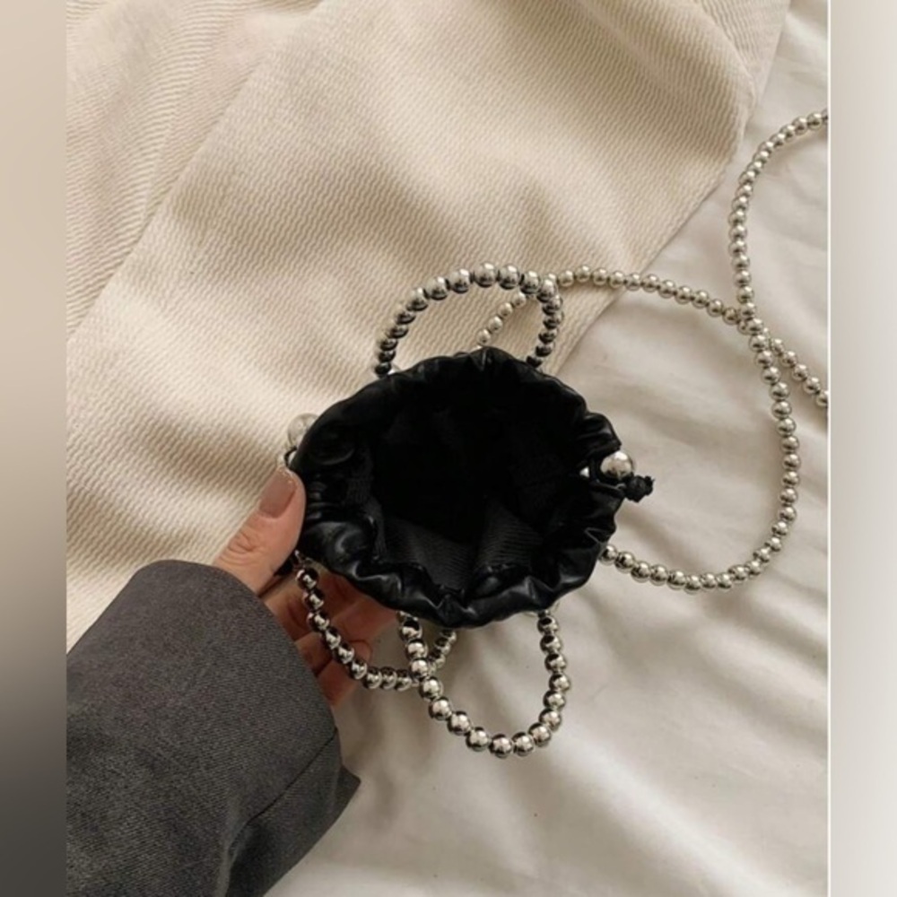 COPY - 💋 NWT Unique Black mini messenger Statement crossbody tote purse bag met… - Picture 6 of 8
